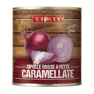Cebollas rojas caramelizadas en rodajas, 6 latas de 800 g, “Top Food – Mucho Gusto”